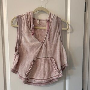 FP Movement by Free People Dusty Pink Hooded Terry Crop Tank